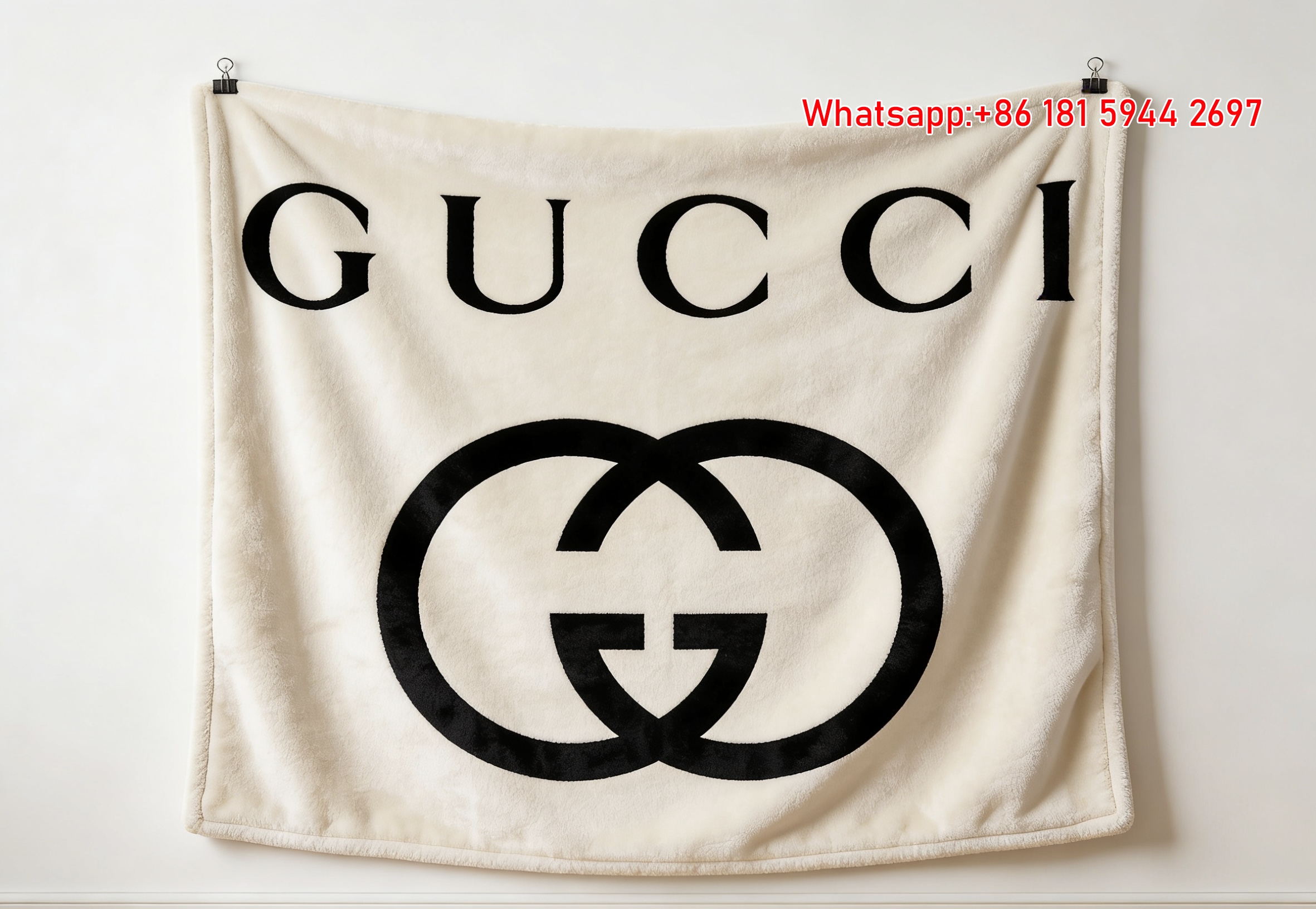 Classic Black GG Monogram Flannel Fleece Blanket – Wall Hanging Decor Gucci throw blanket IMG_2547